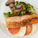 Pan-Seared Salmon with Vegetables & Tricolor Salad